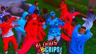 BLOODS VS CRIPS quotFIGHT CLUBquot GANG WAR GTA5 SKIT [upl. by Smallman]