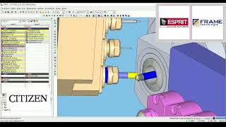 ESPRIT CAM  Torno Cabeçote Móvel tipo suiço  Componente Angulado  Citizen L20 XII com eixo B [upl. by Neellok821]