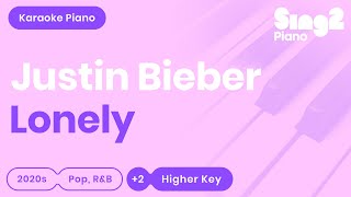 Justin Bieber benny blanco  Lonely Karaoke Piano Higher Key [upl. by Eenad]