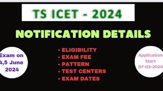 TS ICET 2024 notification  TS ICET 2024 Exam eligibility exam fees exam date etc explained [upl. by Treblah737]