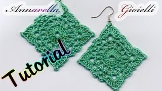 Tutorial Orecchini Uncinetto quotSquarequot  Crochet earrings [upl. by Pulchia]