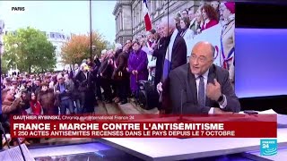 Marine Le Pen à la marche contre lantisémitisme  quotUn effet daubaine pour le RNquot • FRANCE 24 [upl. by Ariaek730]