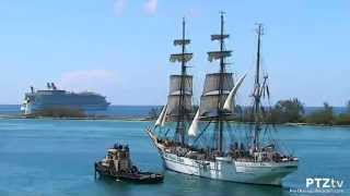 US Coast Guard Barque Eagle Departs Nassau on 5312015 [upl. by Llenra]