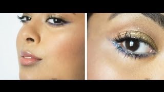 Glamorous evening makeup  Gold and purple eyeshadow tutorial medium  dark skin mac nc 45 [upl. by Geanine]