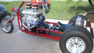 Firing Up my Blown V8 Chevy Trike for the 1st time in the drive way [upl. by Tila]