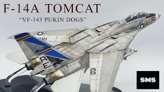 172 Academy F14A Tomcat VF143 “Pukin Dogs” Full build scale model aircraft kit 12563 [upl. by Oicirtap]