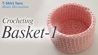 Crochet Basket With Tshirt Yarn [upl. by Eitak123]