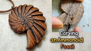 Carving an Ammonoid Fossil Pendant  Tutorial Wood Carving ✨ [upl. by Sirahs109]