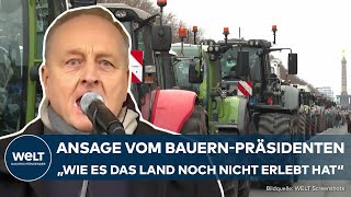 BAUERNDEMO IN BERLIN quotKampfansagequot Bauernpräsident Rukwied droht mit weiteren Protesten [upl. by Julita]