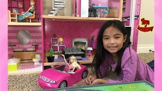 Barbie and Her Glam Convertible Visits Ms K Kidkraft Dollhouse  Toys Academy [upl. by Itsrejk]