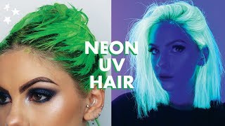 NEON UV GREEN HAIR DYE TUTORIAL [upl. by Rebmat]