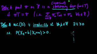 ML 183 Stationary distributions Irreducibility and Aperiodicity [upl. by Akirahs]