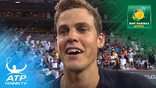 Pospisil on beating World No1 Andy Murray  Indian Wells 2017 [upl. by Reinhart735]