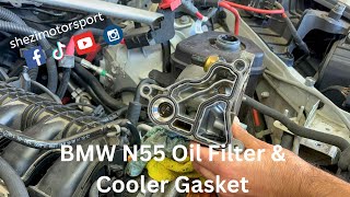 BMW X5 N55 Oil Filter and Cooler Gasket Replacement [upl. by Ahsenad]