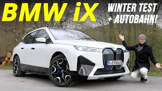 BMW iX AWD driving REVIEW with German Autobahn winter range and fast charging test xDrive50 [upl. by Adlei]