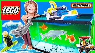 Legos and Shark Ship Rescue REAL FiSH from GiANT SHARK [upl. by Kondon]