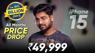 iPhone 15 Price Drop in India in 2024  All Months Price  Big Billion Day Sale 2024 [upl. by Atteuqahs]