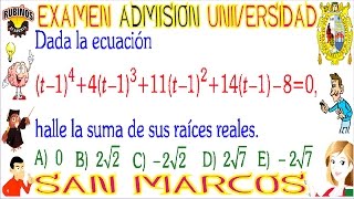 examen san marcos 2020 DECO admisión universidad álgebra UNMSM Factorización ecuaciones [upl. by Vallery]