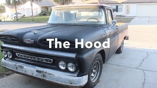 4 Hood  Dent removal body filler amp epoxy primer 1961 Chevy Apache Restoration [upl. by Nosac776]