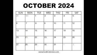 Printable October 2024 Calendar [upl. by Seale]