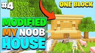 I MODIFIED MY NOOB HOUSE IN ONE BLOCK SURVIVAL MINECRAFT SERIES 4  HINDI GAMEPLAY [upl. by Hadnama]