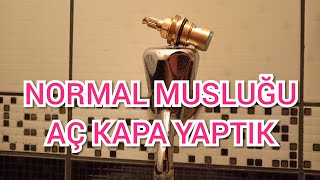 Normal musluk göbeğini aç kapa ile değiştirdik salmastra musluk [upl. by Koffler]