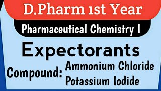 Expectorant Emetics amp Expectorants PhInorganic Chemistry DPharm 1st year Pharma Realm [upl. by Shoshana]