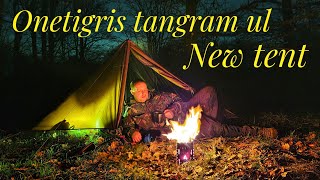 Wild woodland camping using my new onetigris tangram ul double tent cooking on my bushbox xl stove [upl. by Ahsenauj]