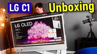 LG C1 OLED TV 2021 Unboxing Setup amp Picture Settings [upl. by Velick]