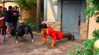 Gaston schools girls boyfriend with pushups at Disney World [upl. by Otilia]