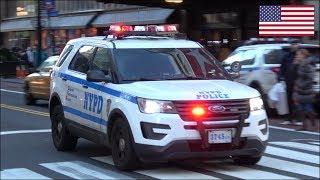 NYPD Police cars responding with horn rumbler siren and lights [upl. by Jenkel]