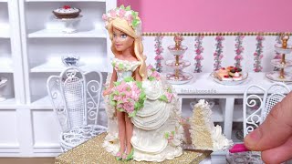 Miniature Barbie Princess Bride Doll Cake  mini food ASMR [upl. by Alphonse]