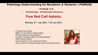 Pursue 15 D Uploaded Hematology – Erythrocytic Diseases Pure Red Cell Aplasia [upl. by Efal]