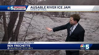 Video Ice jam flooding along AuSable River 21822 [upl. by Robby223]