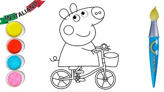 Disegnare e Colorare Peppa Pig in Bicicletta 🐷🌈 Disegni per Bambini [upl. by Nalro]