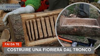 Come costruire una fioriera stile Trentino da un tronco  toeletta antica e bidone ASMR Ep 43 [upl. by Heng]