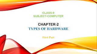 Chapter 2 Types of Hardware  Part 2  Class 9 [upl. by Fanchon]