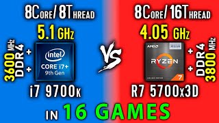 i7 9700k vs Ryzen 7 5700x3D Test in 16 Games or i7 9700K OC vs R7 5800x3D [upl. by Abba]