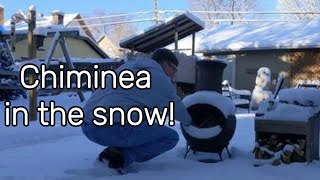 Chiminea campfire after a fresh snowfall start to finish [upl. by Aihpled631]