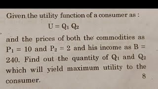 consumers utility maximization problem constrained optimisation utility function budget constraint [upl. by Powder605]