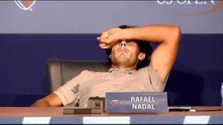 Rafael Nadal collapses with cramp during interview [upl. by Ailev]