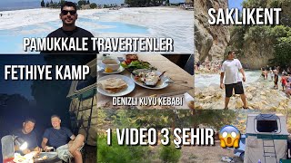 DENİZLİ PAMUKKALE TRAVERTENLER KUYU KEBABI KELEBEKLER VADİSİ ÇADIR KAMP VE SAKLIKENT MİLLİ PARKI [upl. by Ahsinrad158]