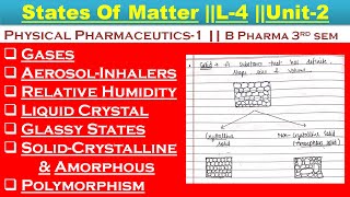 States Of matter L3 unit2 Physical Pharmaceutics 1  Bpharmacy 3rd Sem  carewell Pharma [upl. by Klump]