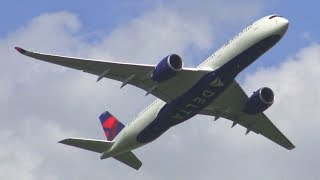 4 Delta A350 Departures from Detroit 4K [upl. by Eeima832]