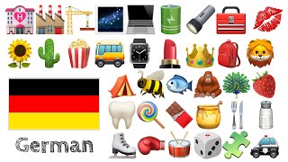 Lerne 400 Wörter  Deutsch mit Emojis  🌻🌵🍿🚌⌚️💄👑🎒🦁🌹🥕⚽🧸🎁 [upl. by Gerry948]