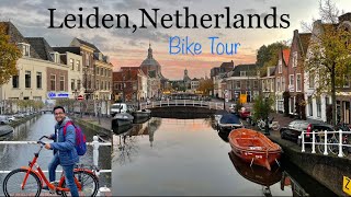 Bike Tour in Leiden Netherlands  Canals Churches  MiniAmsterdam [upl. by Tillinger]