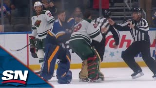 Jordan Binnington Loses It On Ryan Hartman And Chaos Ensues As MarcAndre Fleury Drops His Gloves [upl. by Berty]