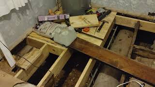 Final look at Bathroom floor repair project rotten beams [upl. by Eckmann]