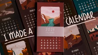 making 2021 calendar from the scratch with my illustrations 📅 [upl. by Telrats]