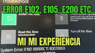 Xbox Error E100 E101 E102 E105 E106 E200 XBOX ONESX [upl. by Dorinda]